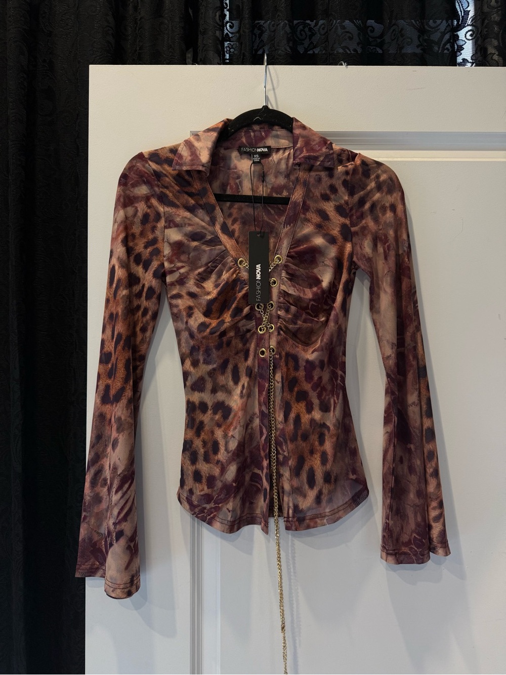 Fashion Nova Leopard Print Blouse
